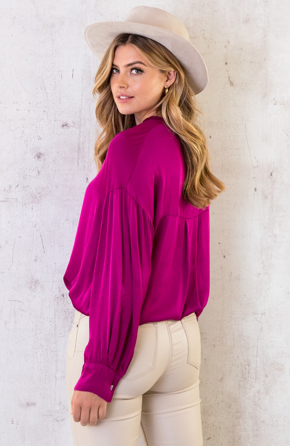 Zijden Knopen Blouse Magenta – shoparchief, foto 6