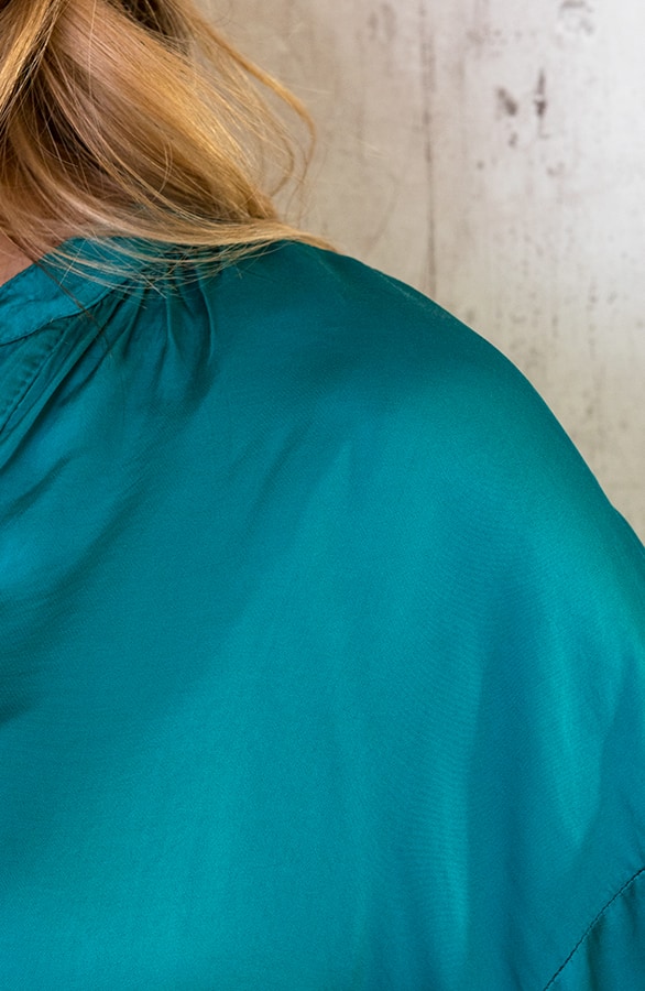 Zijden Knopen Blouse Turquoise – shoparchief, foto 8
