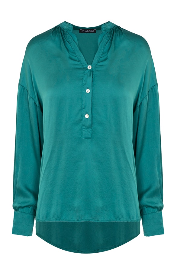 Zijden Knopen Blouse Turquoise – shoparchief
