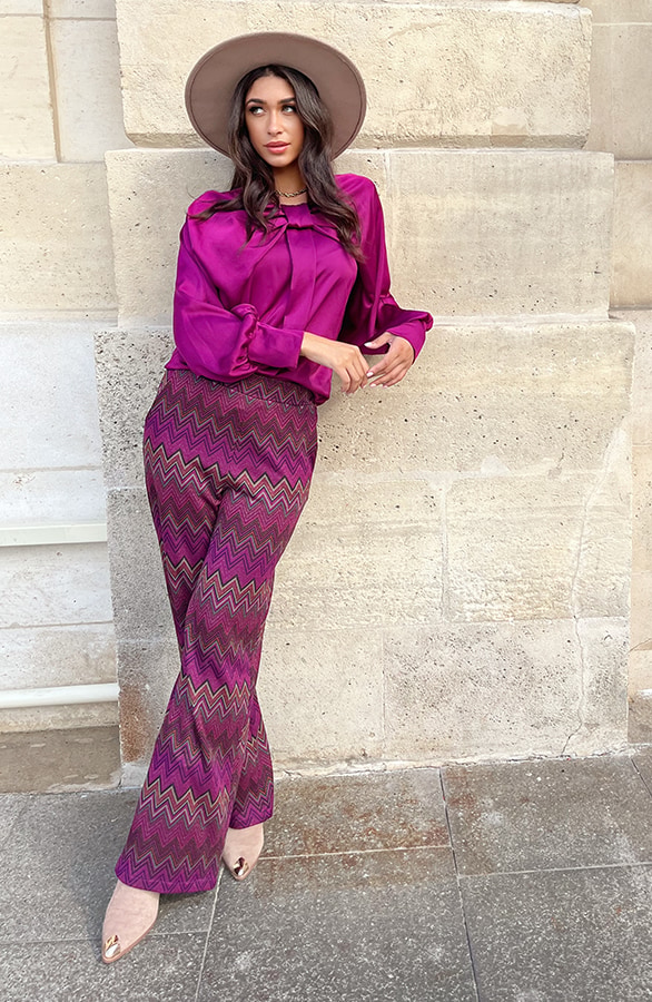Zijden Strik Blouse Magenta – shoparchief, foto 4