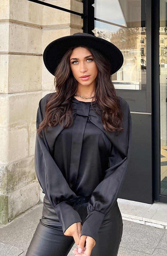 Zijden Strik Blouse Zwart – shoparchief