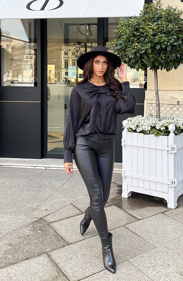 Zijden Strik Blouse Zwart – shoparchief, foto 6