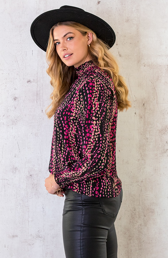 Col Blouse Dots Print Magenta – shoparchief, foto 5