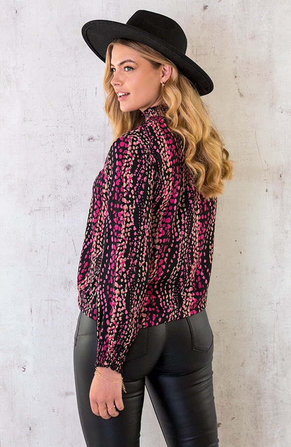 Col Blouse Dots Print Magenta – shoparchief, foto 6
