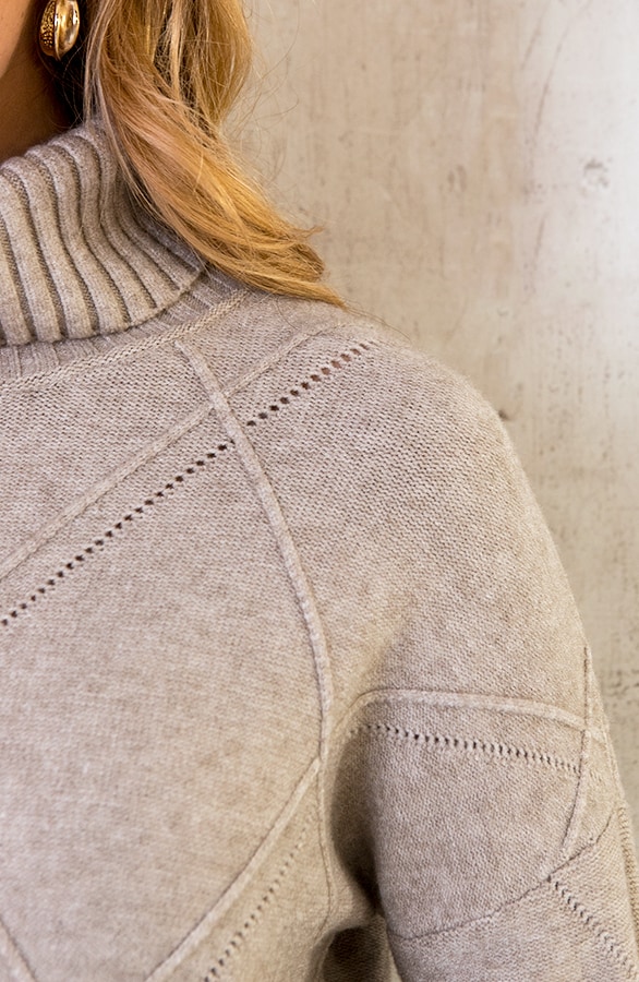 Col Trui Met Ruit Patroon Beige – shoparchief, foto 6
