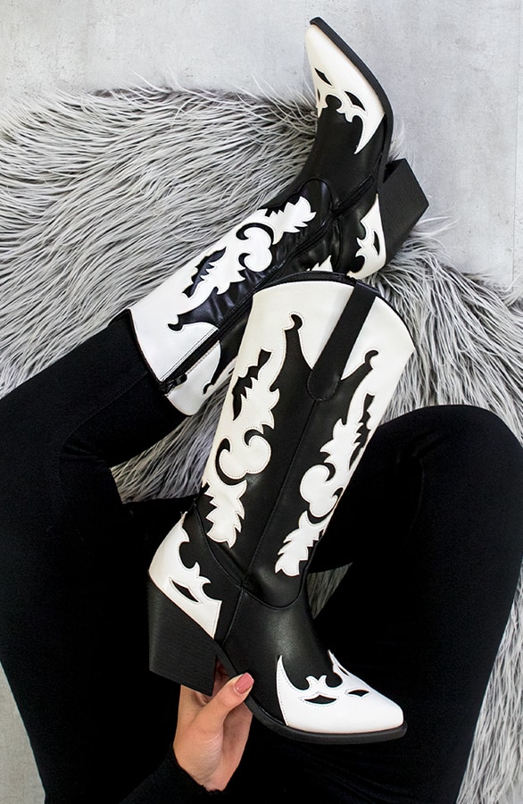Cowboyboots Zwart Wit – shoparchief, foto 5