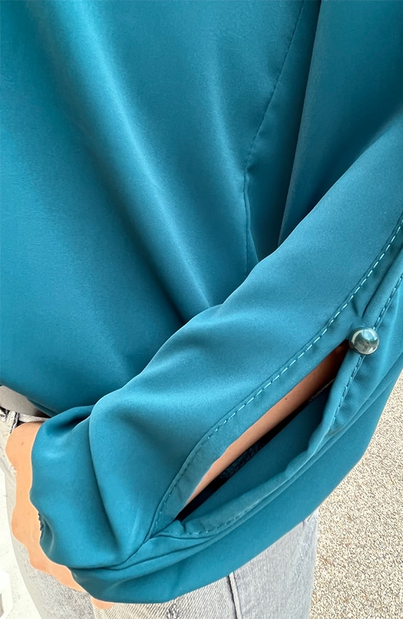 Cut Out Sleeve Blouse Petrol – shoparchief, foto 6