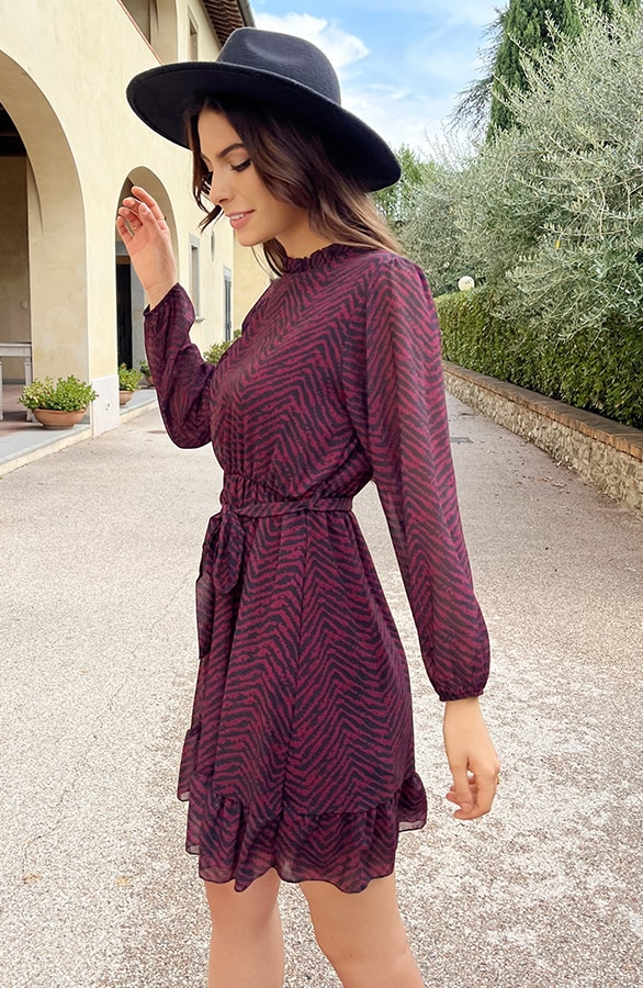 Exclusive Print Dress Bordeaux – shoparchief, foto 5