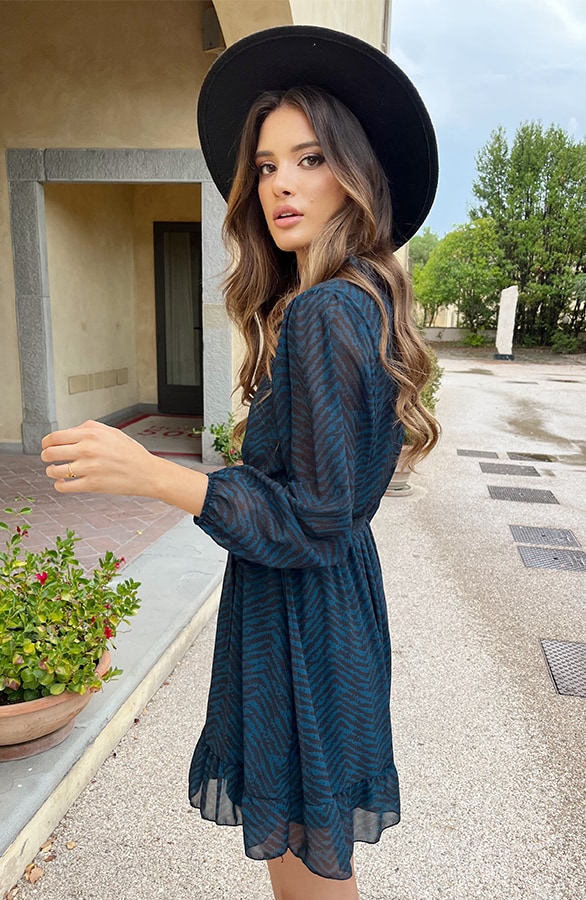 Exclusive Print Dress Petrol – shoparchief, foto 3