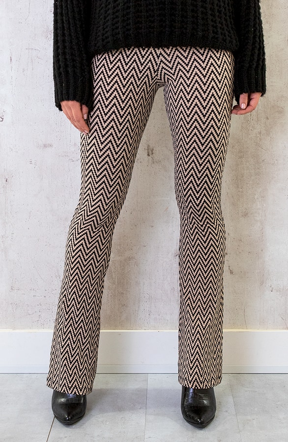 Flared Broek Zigzag Beige – shoparchief