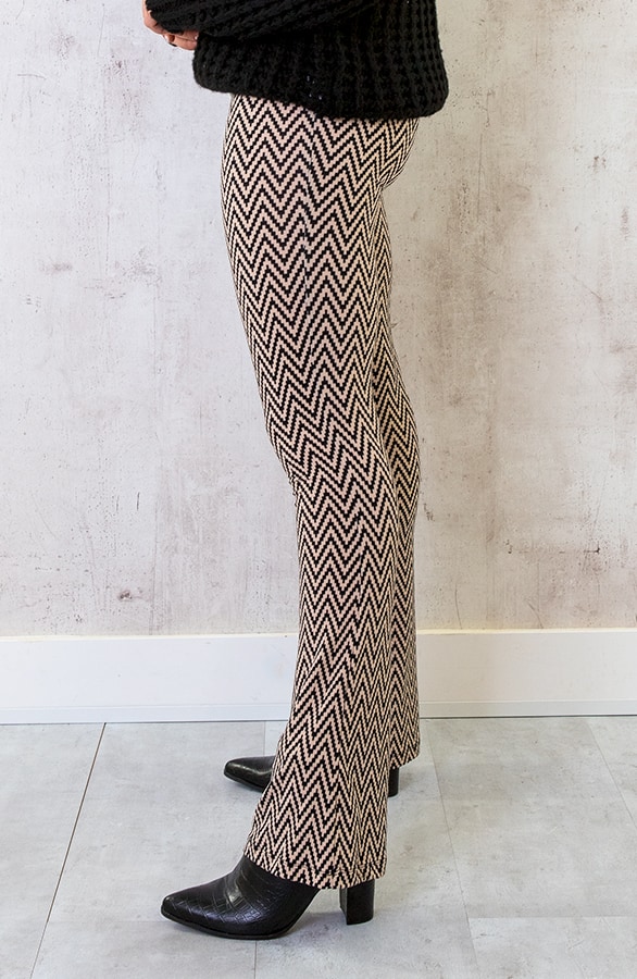Flared Broek Zigzag Beige – shoparchief, foto 3