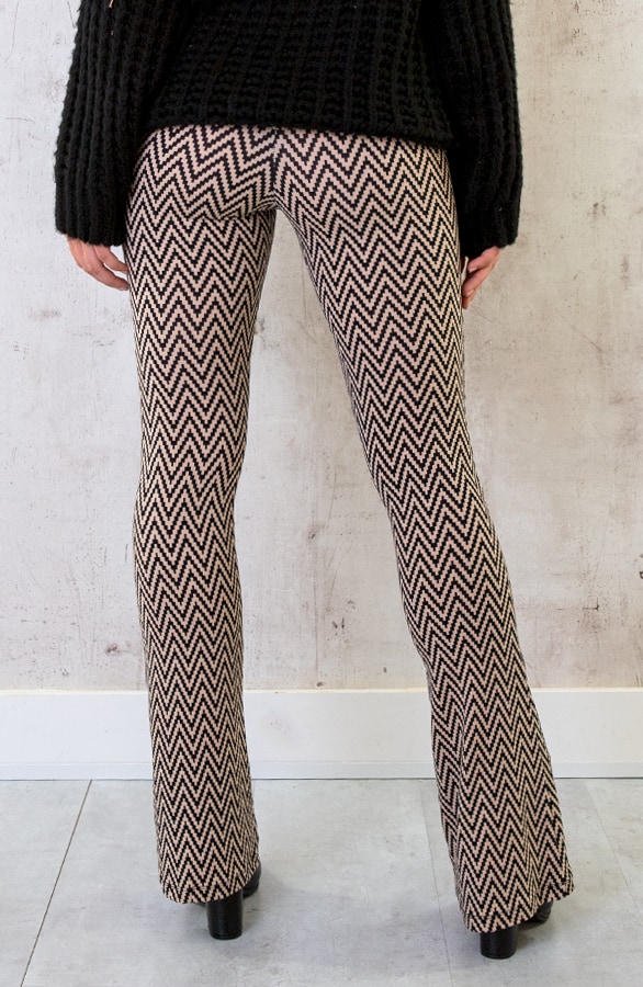 Flared Broek Zigzag Beige – shoparchief, foto 4