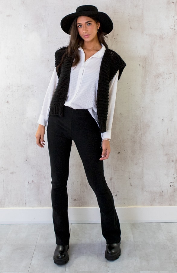 Flared Broek Uni Zwart – shoparchief, foto 7