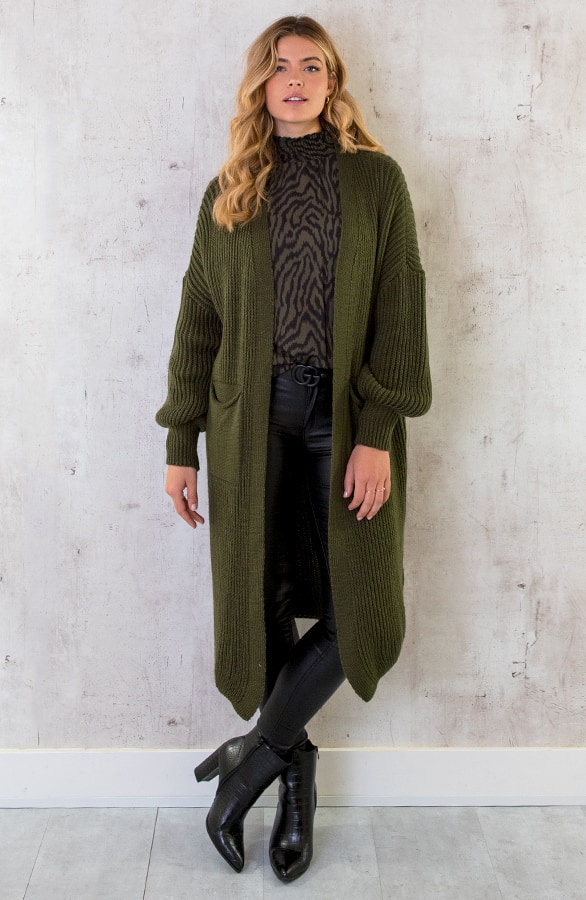 Gebreid Vest Met Zakken Army – shoparchief, foto 3