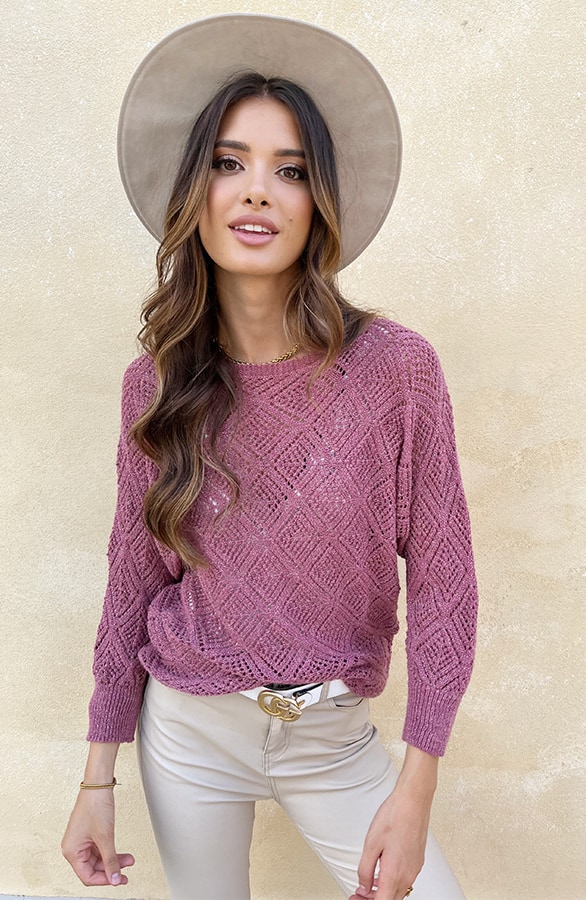Gehaakte Lurex Top Longsleeve Roze – shoparchief, foto 8