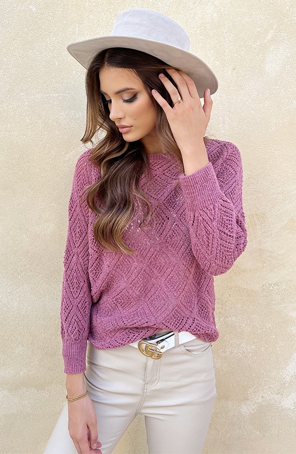 Gehaakte Lurex Top Longsleeve Roze – shoparchief, foto 9