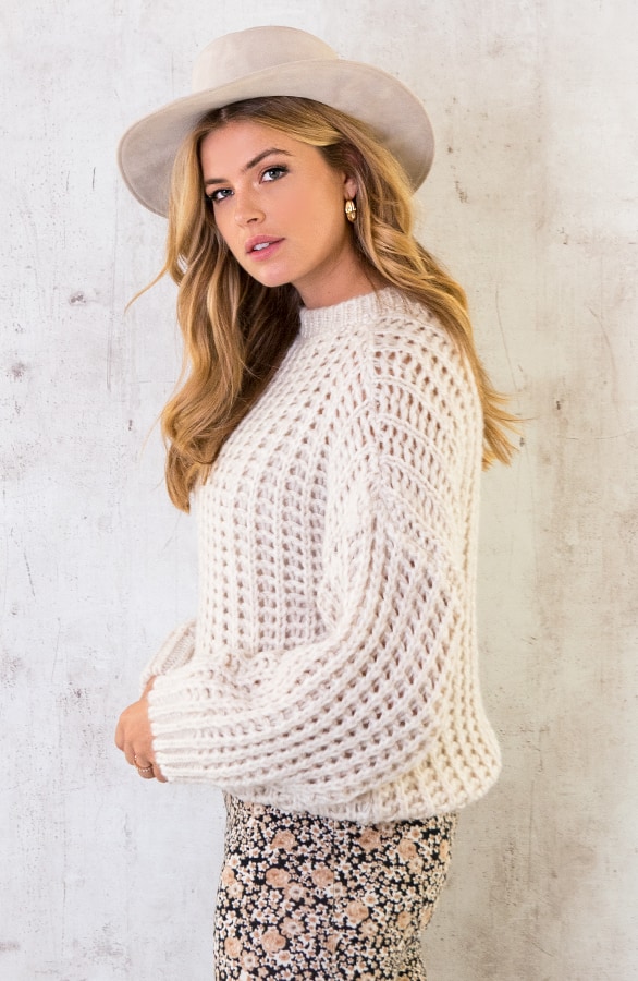 Grofgebreide Oversized Trui Beige – shoparchief, foto 4