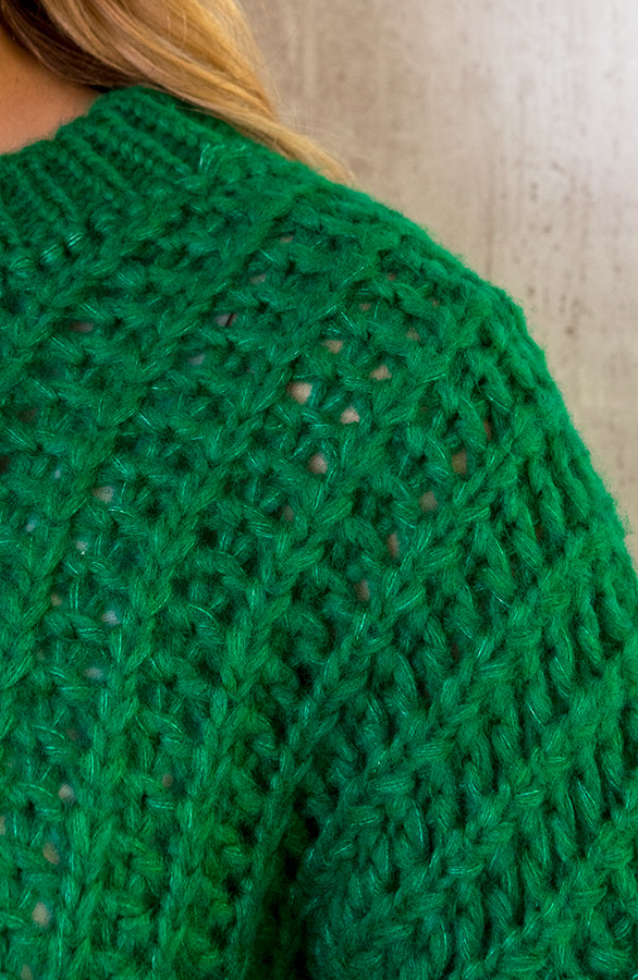 Grofgebreide Oversized Trui Bright Green – shoparchief, foto 5