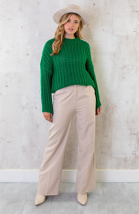 Grofgebreide Oversized Trui Bright Green – shoparchief, foto 6