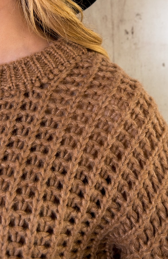 Grofgebreide Oversized Trui Camel – shoparchief, foto 6