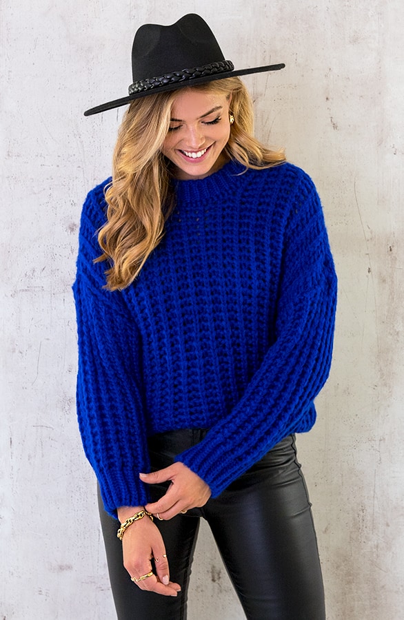 Grofgebreide Oversized Trui Kobalt – shoparchief, foto 2