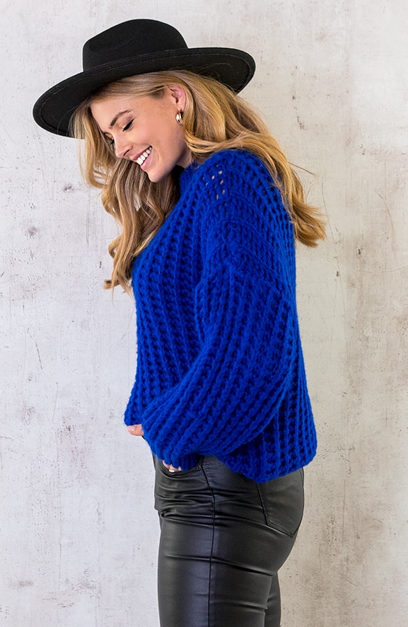 Grofgebreide Oversized Trui Kobalt – shoparchief, foto 5