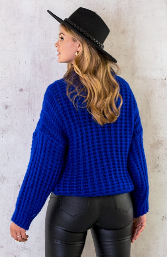 Grofgebreide Oversized Trui Kobalt – shoparchief, foto 6