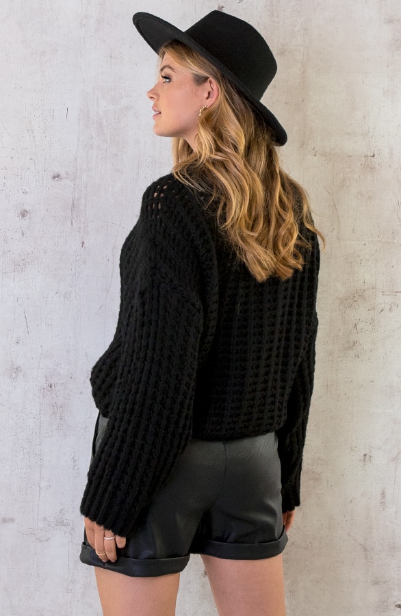 Grofgebreide Oversized Trui Zwart – shoparchief, foto 5