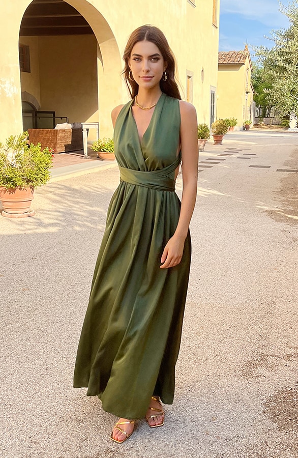 Halter Satin Dress Army – shoparchief, foto 3