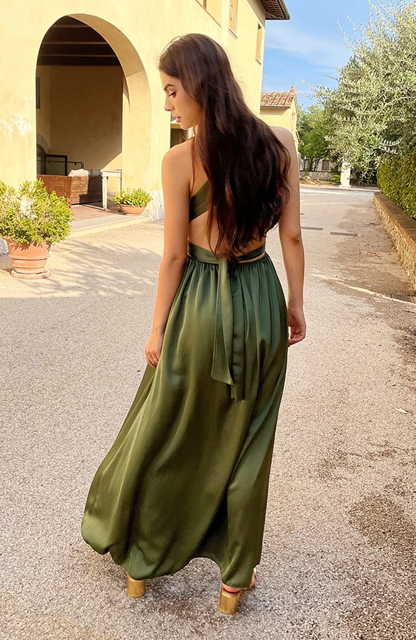 Halter Satin Dress Army – shoparchief, foto 5