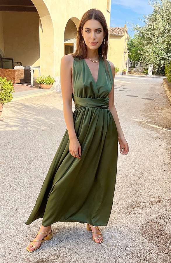 Halter Satin Dress Army – shoparchief, foto 2