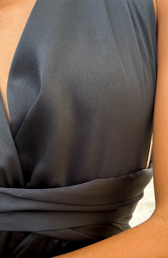 Halter Satin Dress Zwart – shoparchief, foto 5
