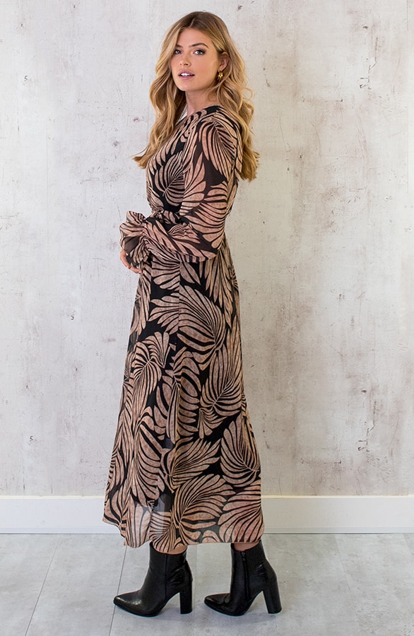 Maxi Jurk Leaves Zwart – shoparchief, foto 6
