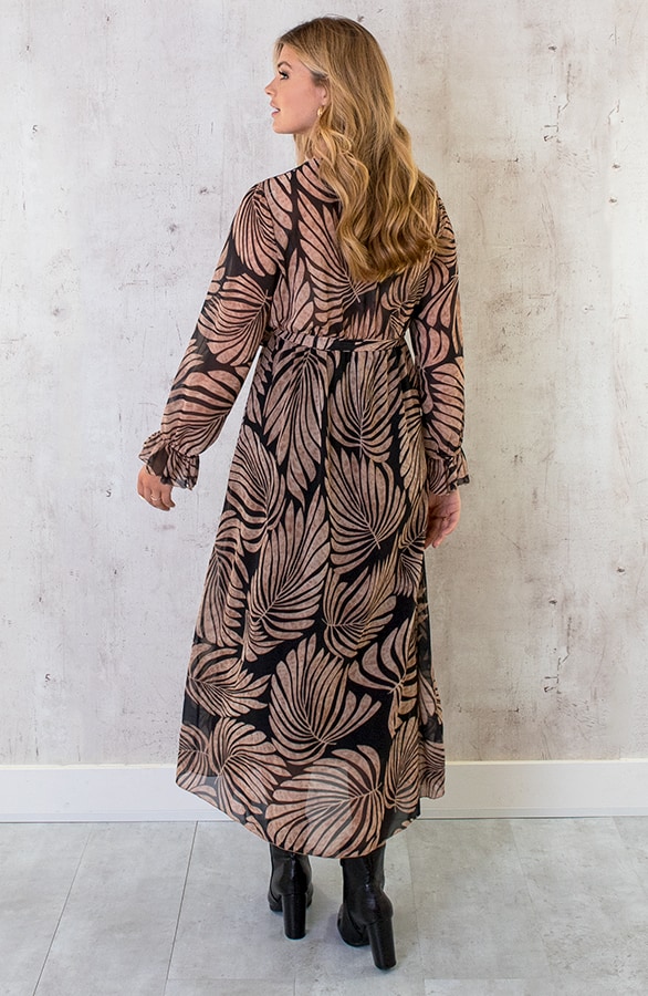 Maxi Jurk Leaves Zwart – shoparchief, foto 8