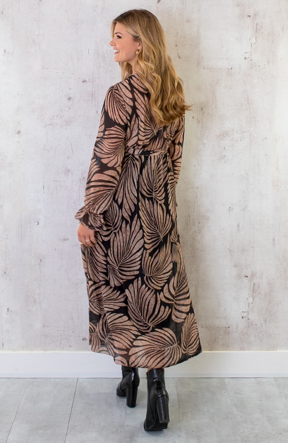 Maxi Jurk Leaves Zwart – shoparchief, foto 7