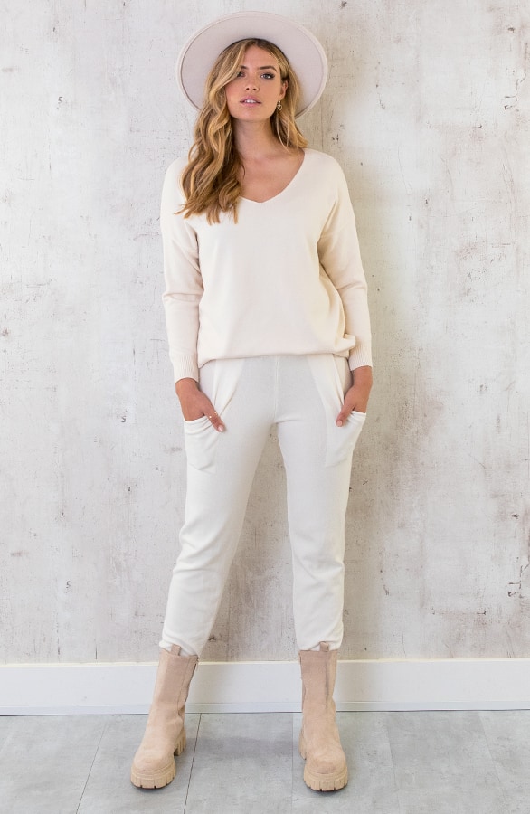 Joggingtrui Met V-hals Beige – shoparchief, foto 9
