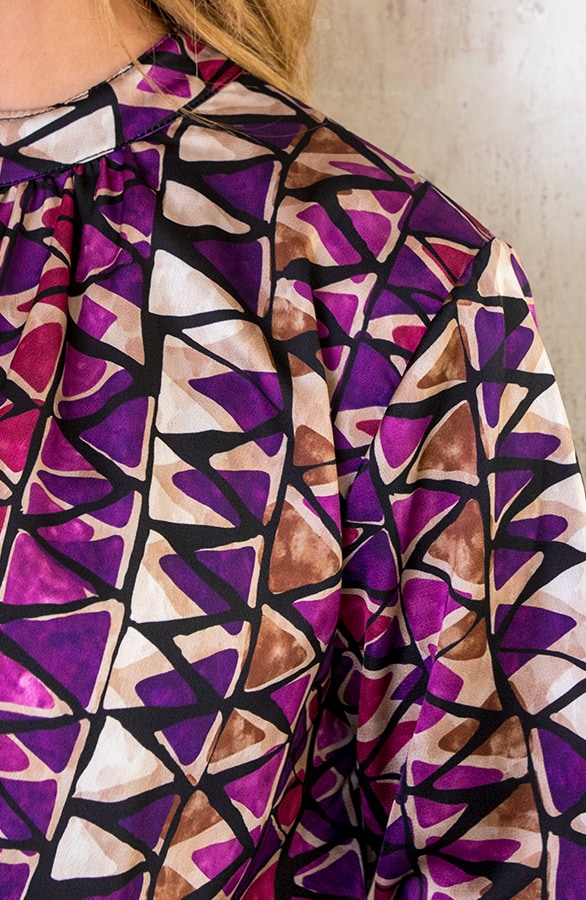 Ruffle Jurk Met Retro Print Paars – shoparchief, foto 9