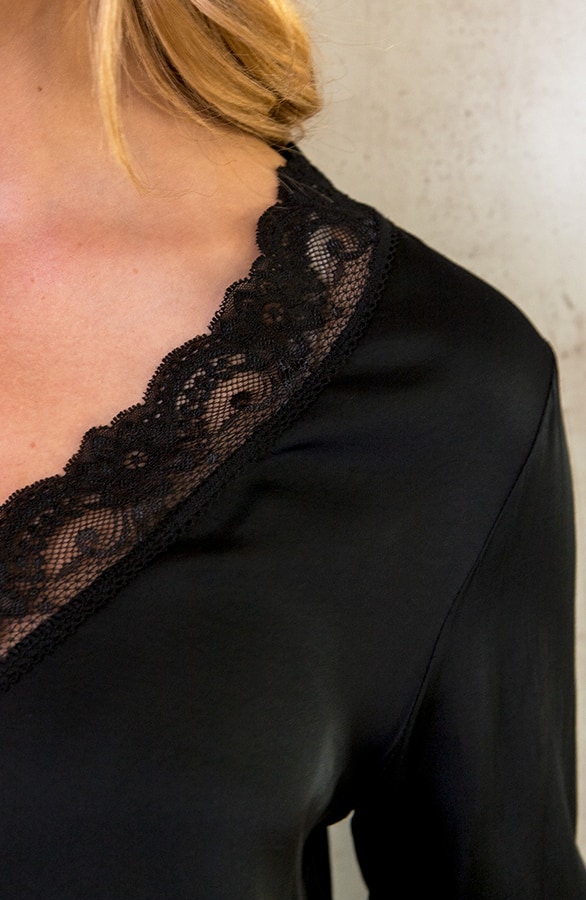 Kanten Silk Blouse Zwart – shoparchief, foto 5