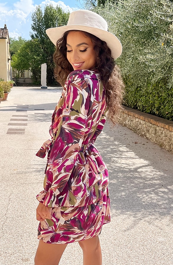 Laagjes Print Jurk Magenta – shoparchief, foto 3