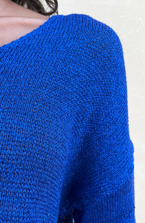 Lurex V Hals Top Kobalt – shoparchief, foto 6