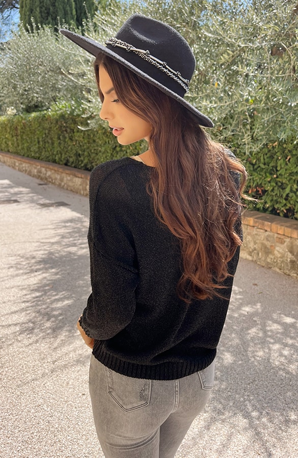 Lurex V Hals Top Zwart – shoparchief, foto 7
