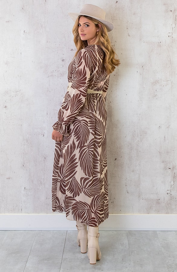 Maxi Jurk Leaves Beige – shoparchief, foto 6