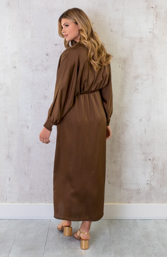 Maxi Satijnen Jurk Camel – shoparchief, foto 6