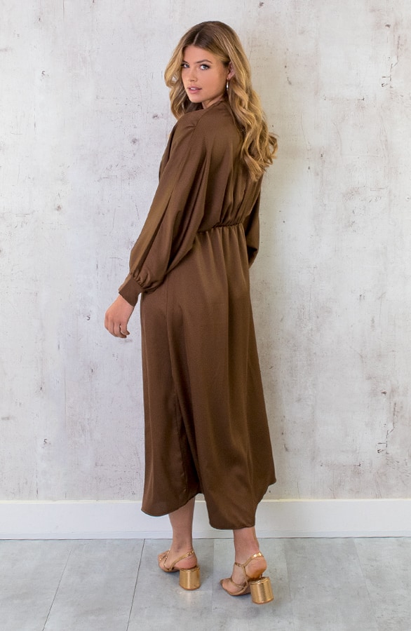 Maxi Satijnen Jurk Camel – shoparchief, foto 5