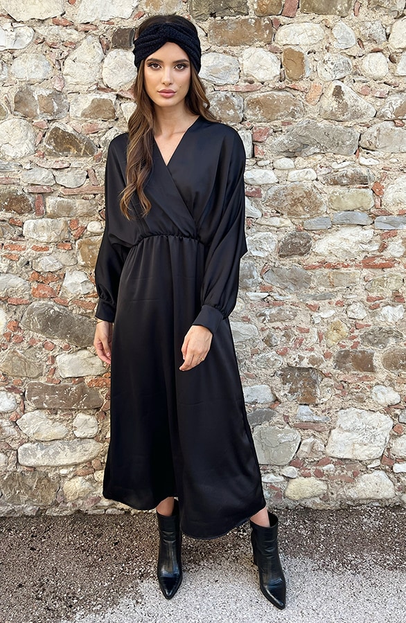 Maxi Satijnen Jurk Zwart – shoparchief, foto 2