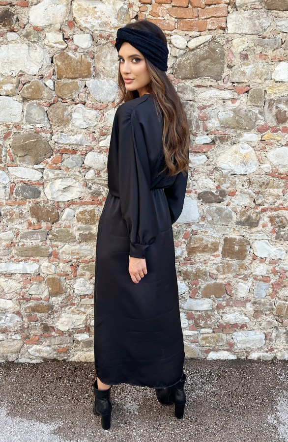 Maxi Satijnen Jurk Zwart – shoparchief, foto 6