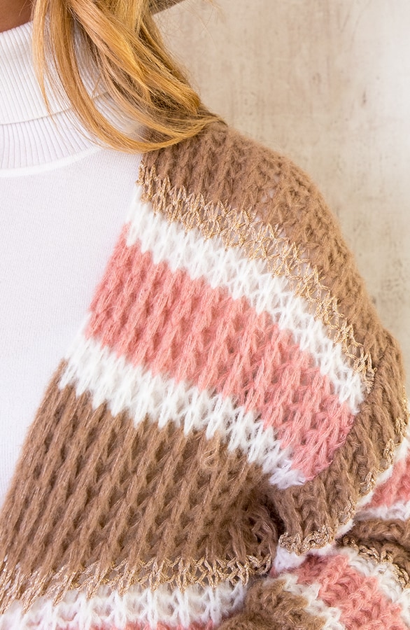 Midi Gestreept Vest Camel Roze – shoparchief, foto 10