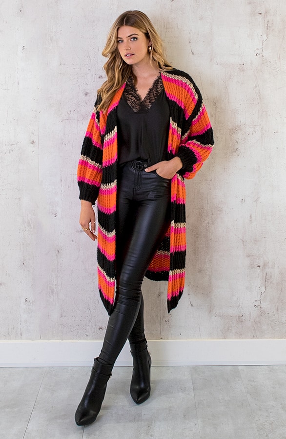 Midi Gestreept Vest Zwart Oranje – shoparchief, foto 10