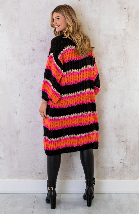 Midi Gestreept Vest Zwart Oranje – shoparchief, foto 13