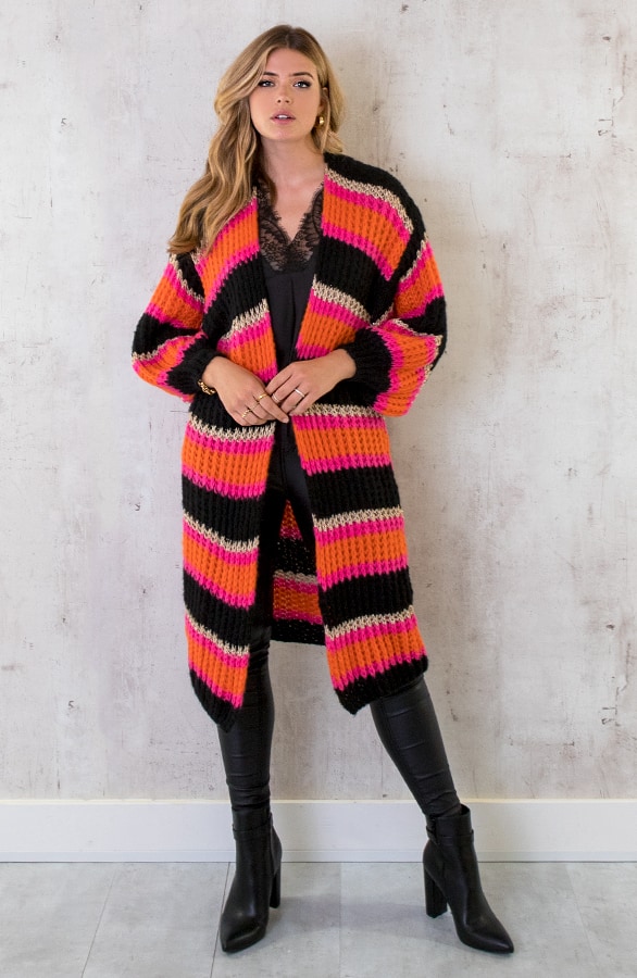Midi Gestreept Vest Zwart Oranje – shoparchief, foto 8